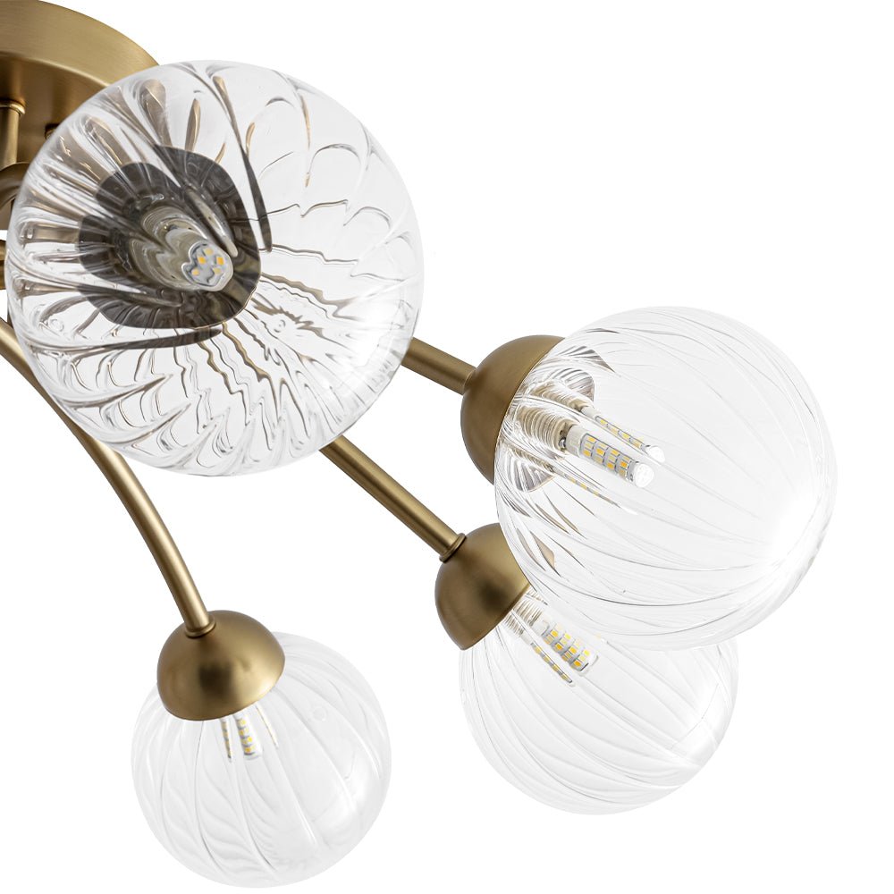 Yrvuvyx Ribbed Bubble Sputnik Glass Semi Flush Mount Ceiling Light