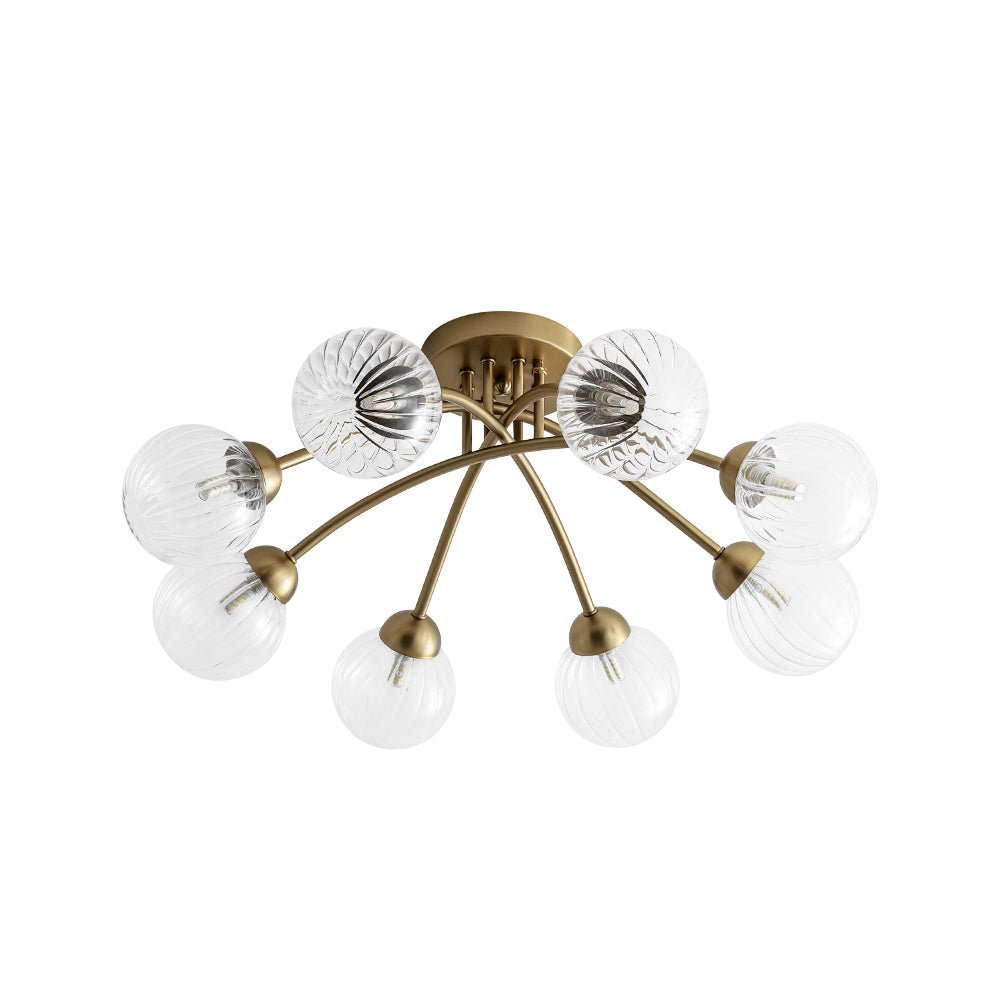 Yrvuvyx Ribbed Bubble Sputnik Glass Semi Flush Mount Ceiling Light