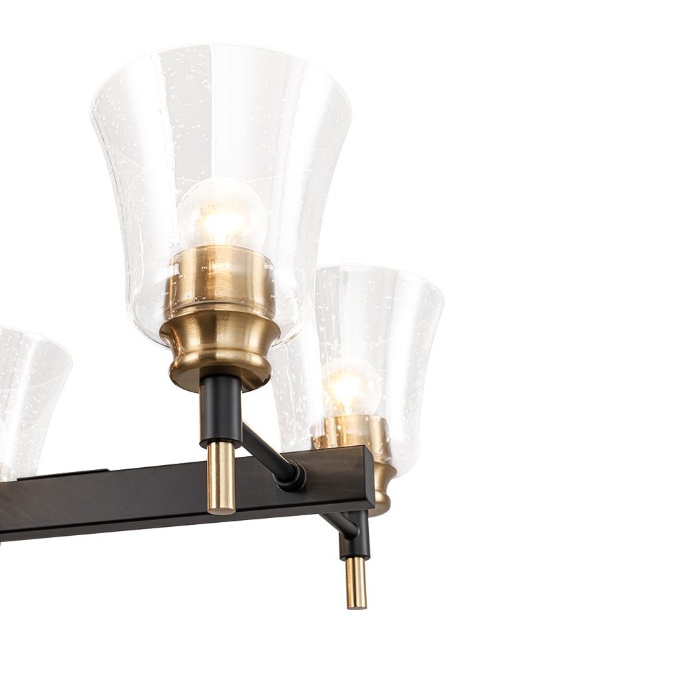 Plotuvyx Seeded Brass Linear Black Glass Chandelier