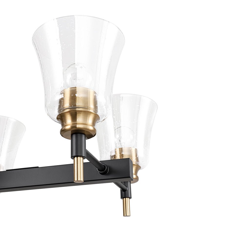 Plotuvyx Seeded Brass Linear Black Glass Chandelier