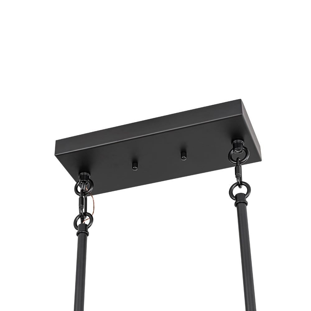 Plotuvyx Seeded Brass Linear Black Glass Chandelier