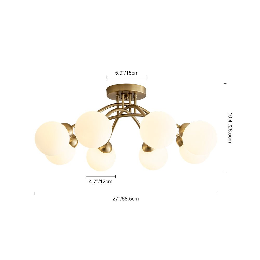 Eirikuli Sputnik Milky Glass Semi Flush Mount Ceiling Light
