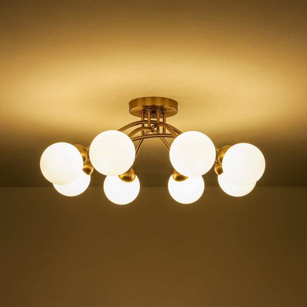 Eirikuli Sputnik Milky Glass Semi Flush Mount Ceiling Light