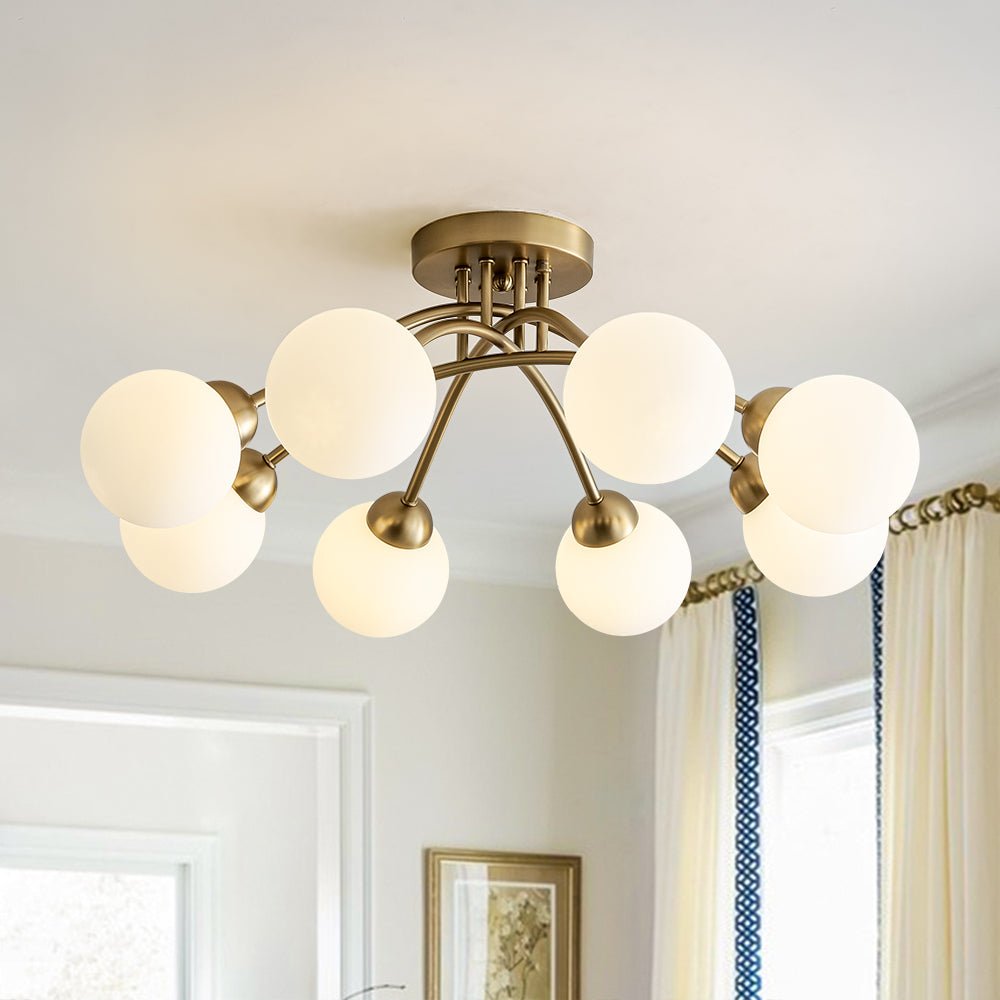 Eirikuli Sputnik Milky Glass Semi Flush Mount Ceiling Light