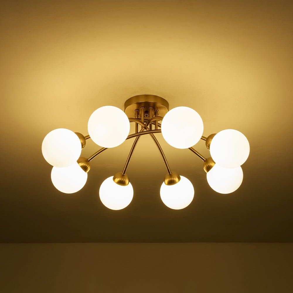 Eirikuli Sputnik Milky Glass Semi Flush Mount Ceiling Light