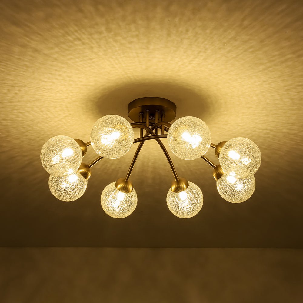 Qvistin Crackle Modern Glass Semi Flush Mount Chandelier
