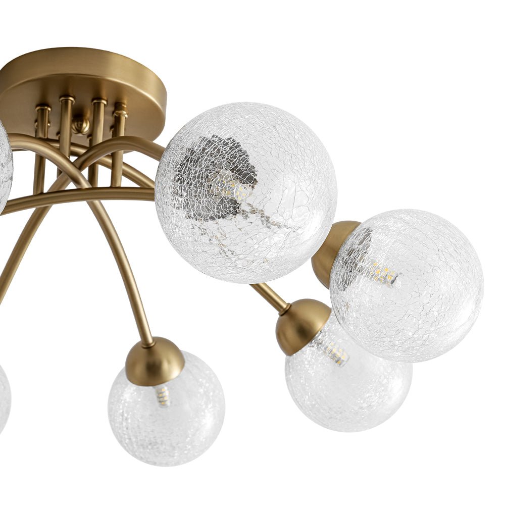 Qvistin Crackle Modern Glass Semi Flush Mount Chandelier