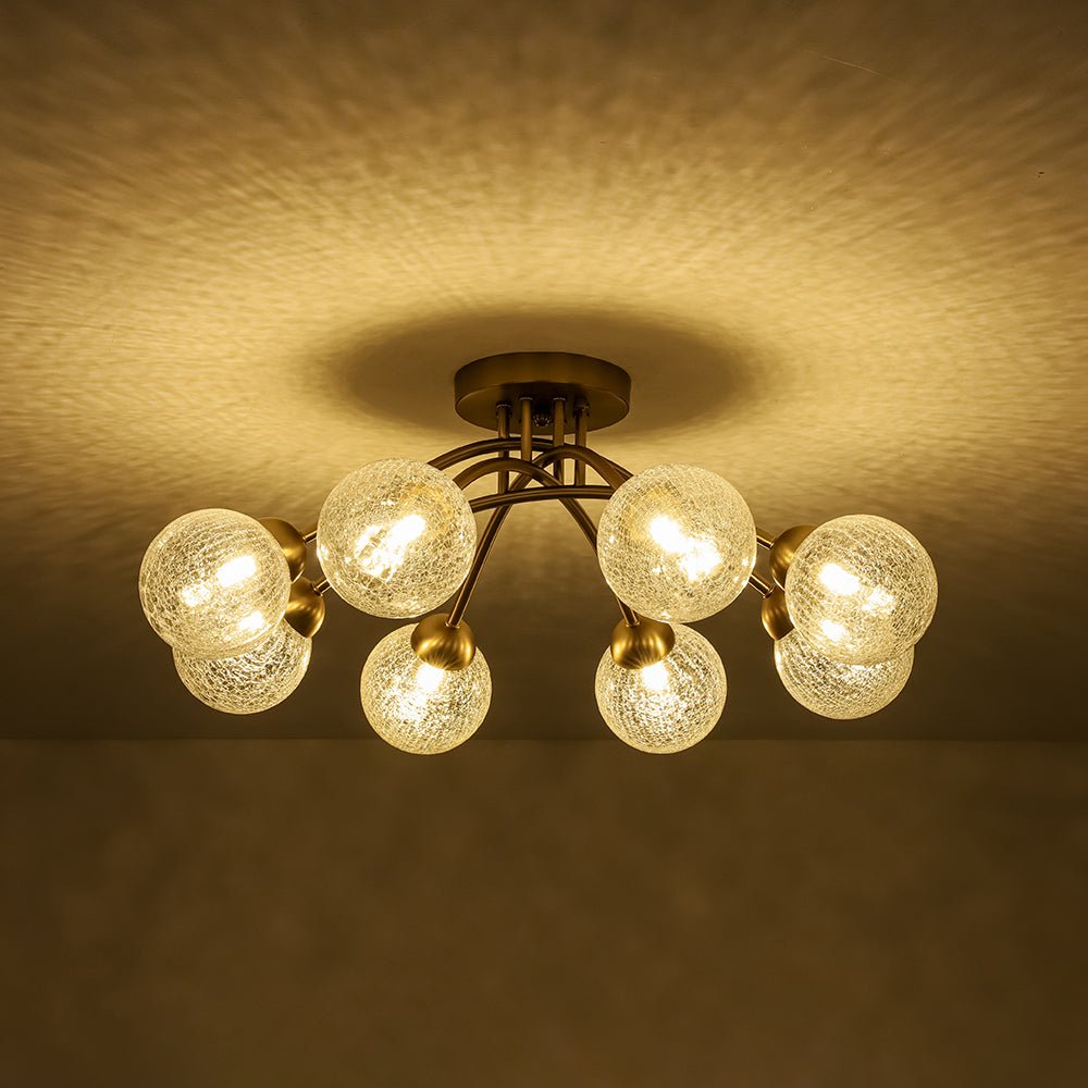 Qvistin Crackle Modern Glass Semi Flush Mount Chandelier