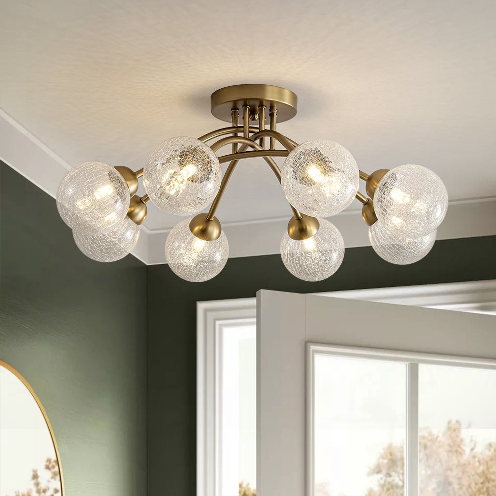 Qvistin Crackle Modern Glass Semi Flush Mount Chandelier