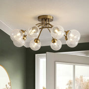 Qvistin Crackle Modern Glass Semi Flush Mount Chandelier
