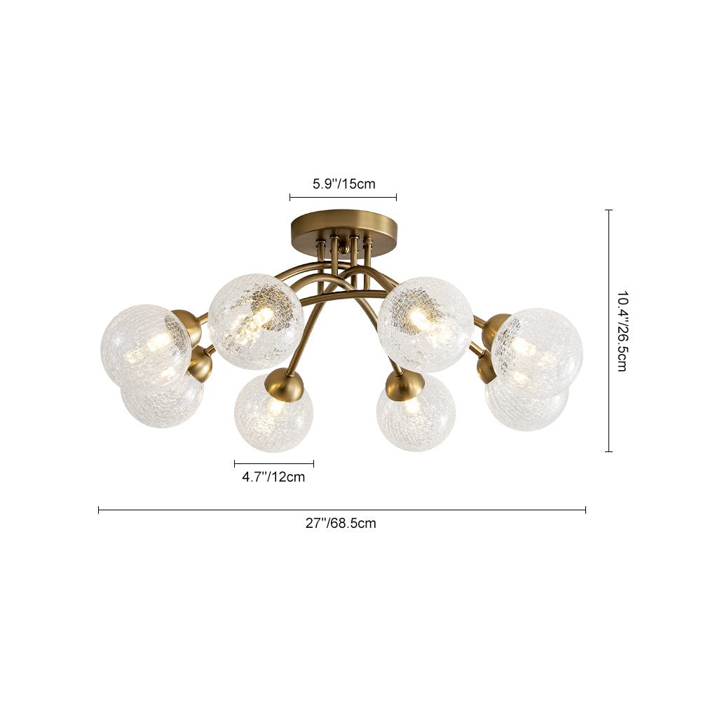 Qvistin Crackle Modern Glass Semi Flush Mount Chandelier