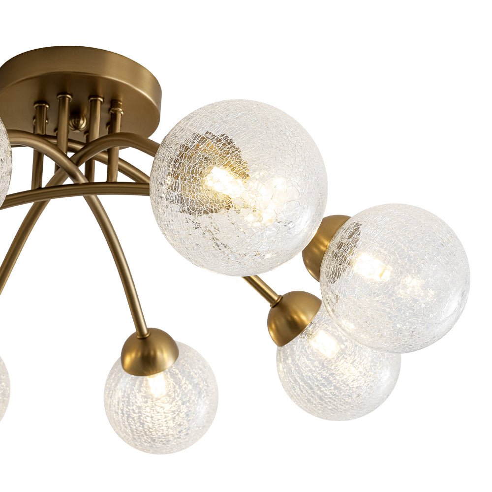 Qvistin Crackle Modern Glass Semi Flush Mount Chandelier