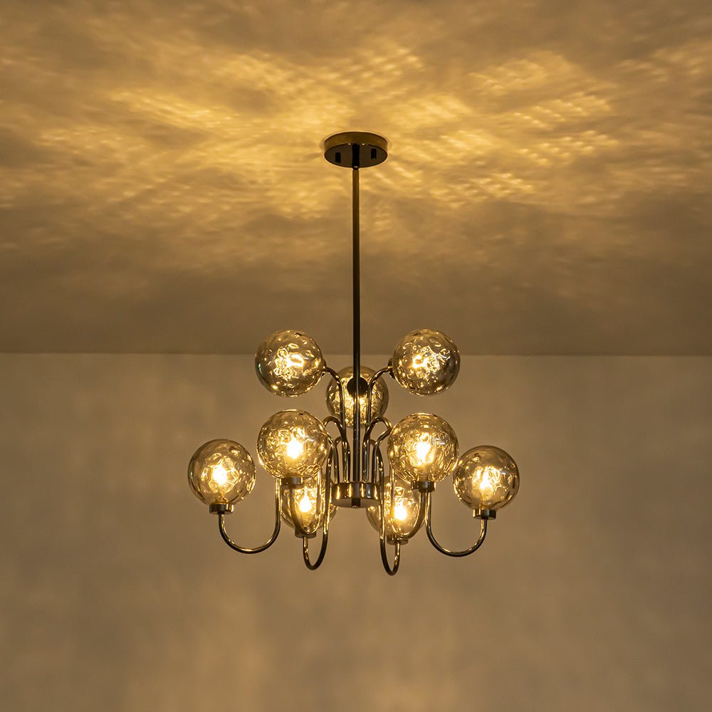 Vatnuvyr Hammered Smoked Bubble Sputnik Glass Chandelier