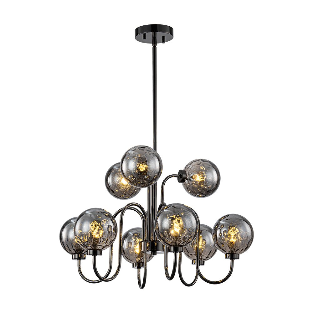 Vatnuvyr Hammered Smoked Bubble Sputnik Glass Chandelier