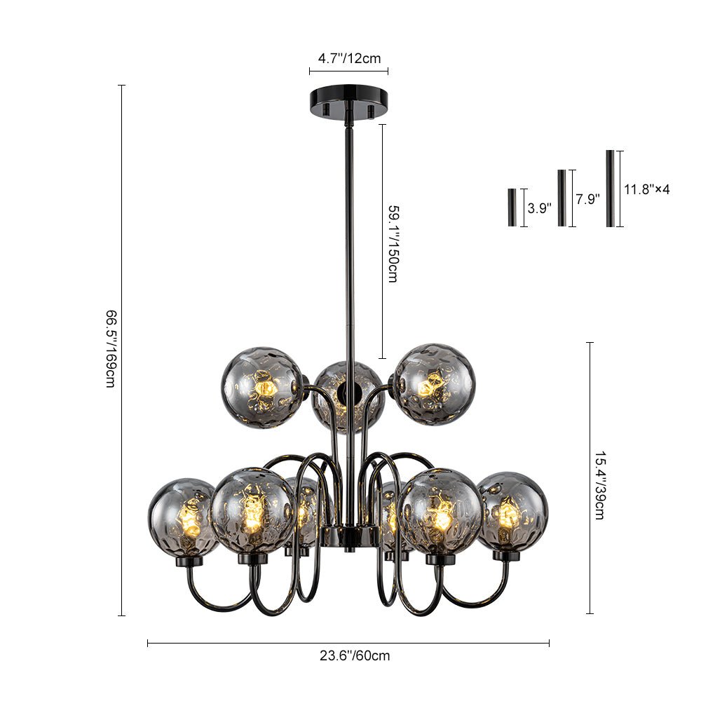 Vatnuvyr Hammered Smoked Bubble Sputnik Glass Chandelier