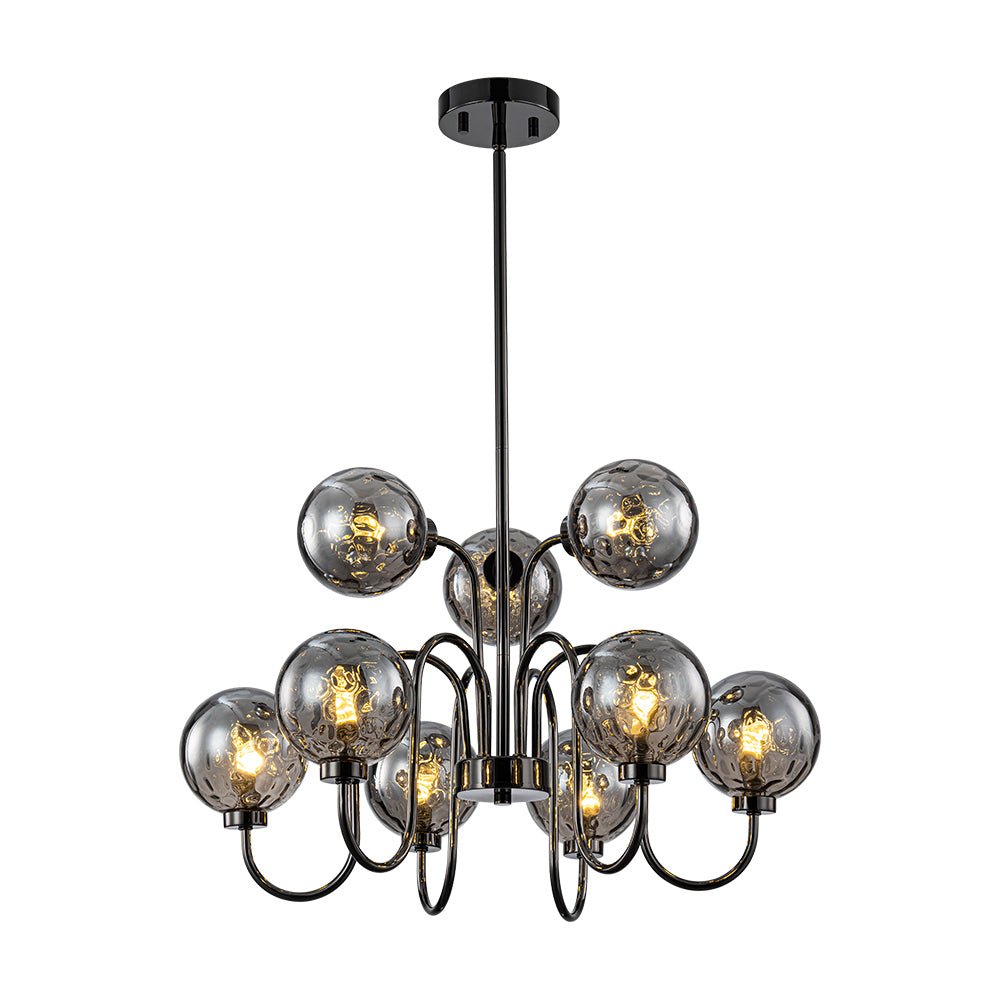 Vatnuvyr Hammered Smoked Bubble Sputnik Glass Chandelier