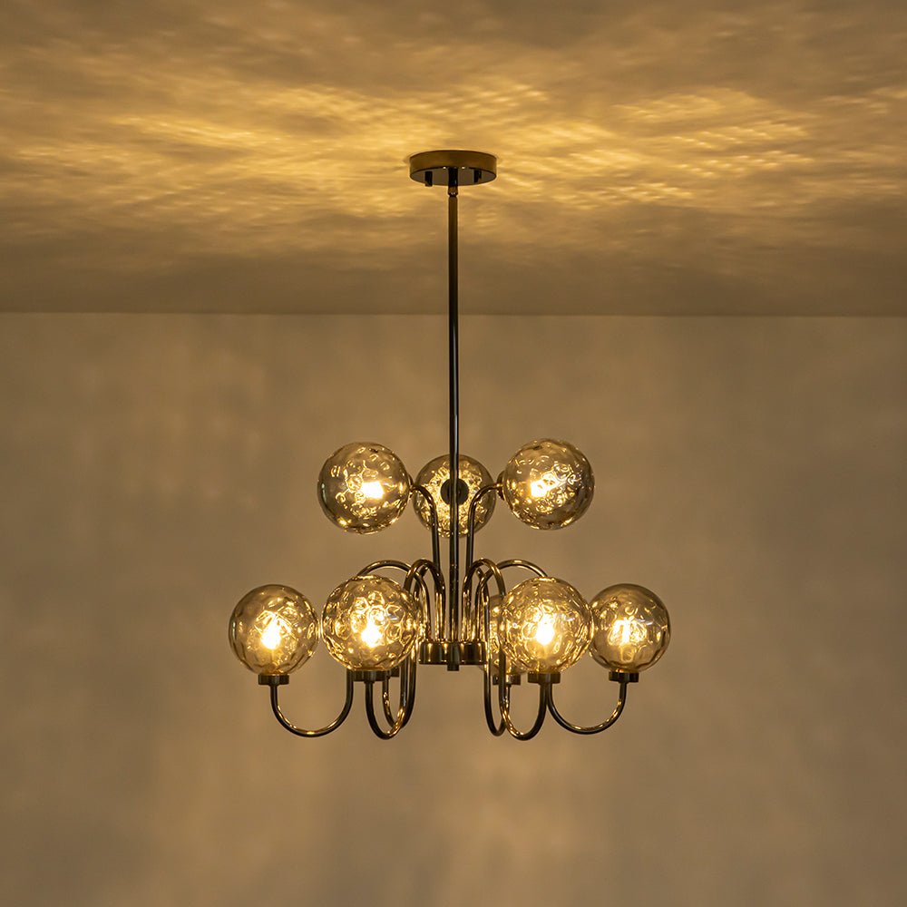 Vatnuvyr Hammered Smoked Bubble Sputnik Glass Chandelier
