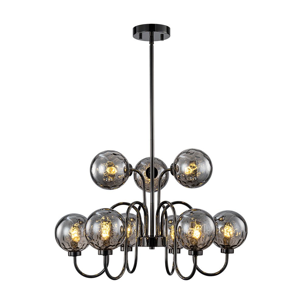 Vatnuvyr Hammered Smoked Bubble Sputnik Glass Chandelier