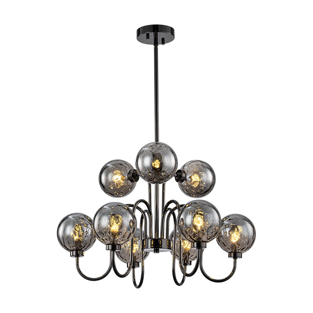 Vatnuvyr Hammered Smoked Bubble Sputnik Glass Chandelier