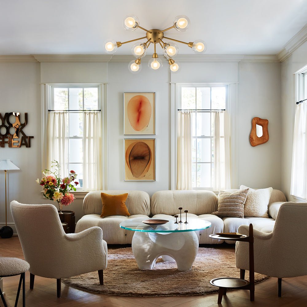 Xenunix Layered Sputnik Glass Semi Flush Chandelier