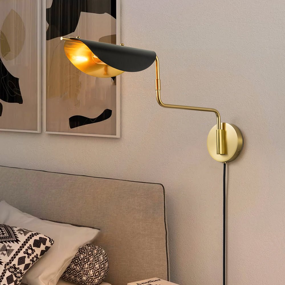 Jarnbrun Aged Brass Swing Arm Plug In Metal Wall Sconce