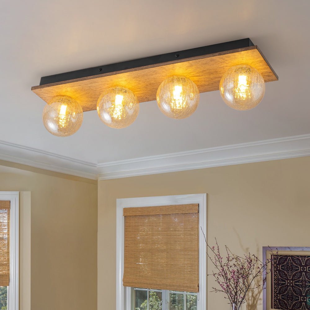 Fljotuvum Textured Linear Amber Glass Semi Flush Mount / Wall Light