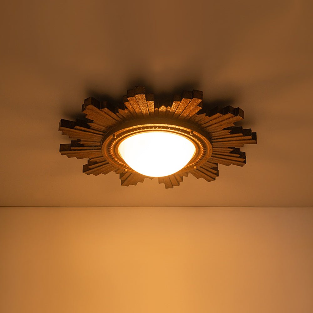 Gloruvo Antique Apollo Sunburst Sculpture Resin Flush Mount / Wall Light