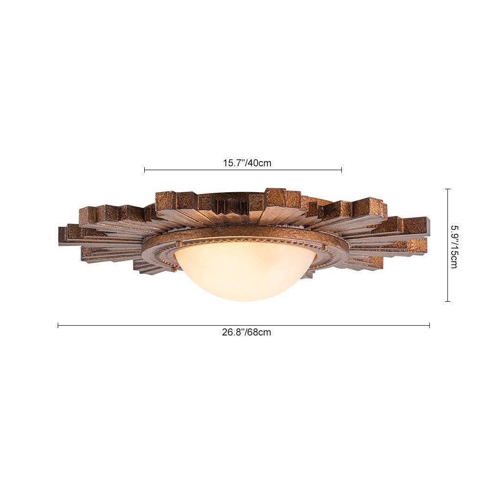 Gloruvo Antique Apollo Sunburst Sculpture Resin Flush Mount / Wall Light