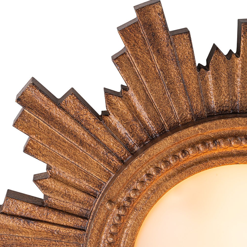 Gloruvo Antique Apollo Sunburst Sculpture Resin Flush Mount / Wall Light