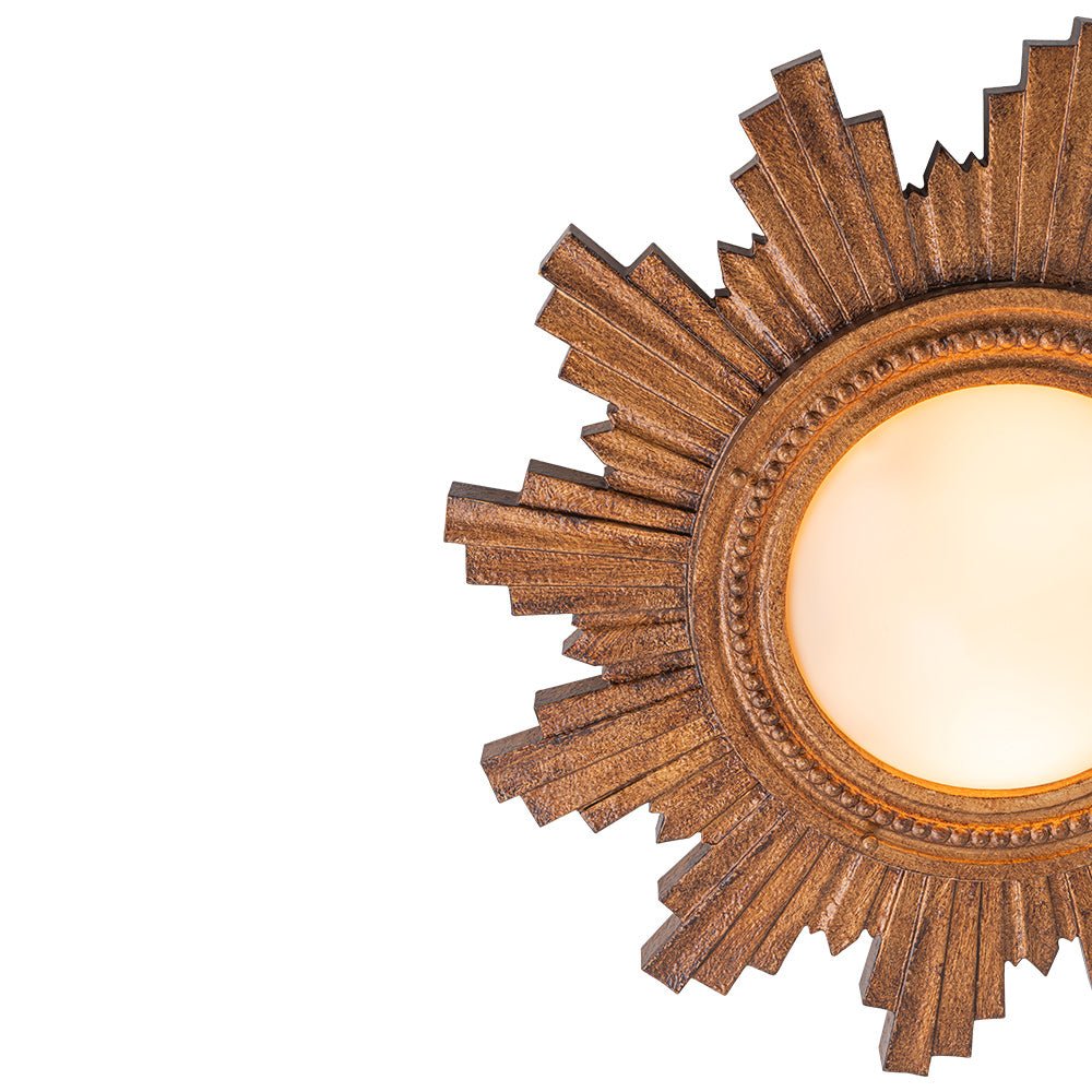 Gloruvo Antique Apollo Sunburst Sculpture Resin Flush Mount / Wall Light