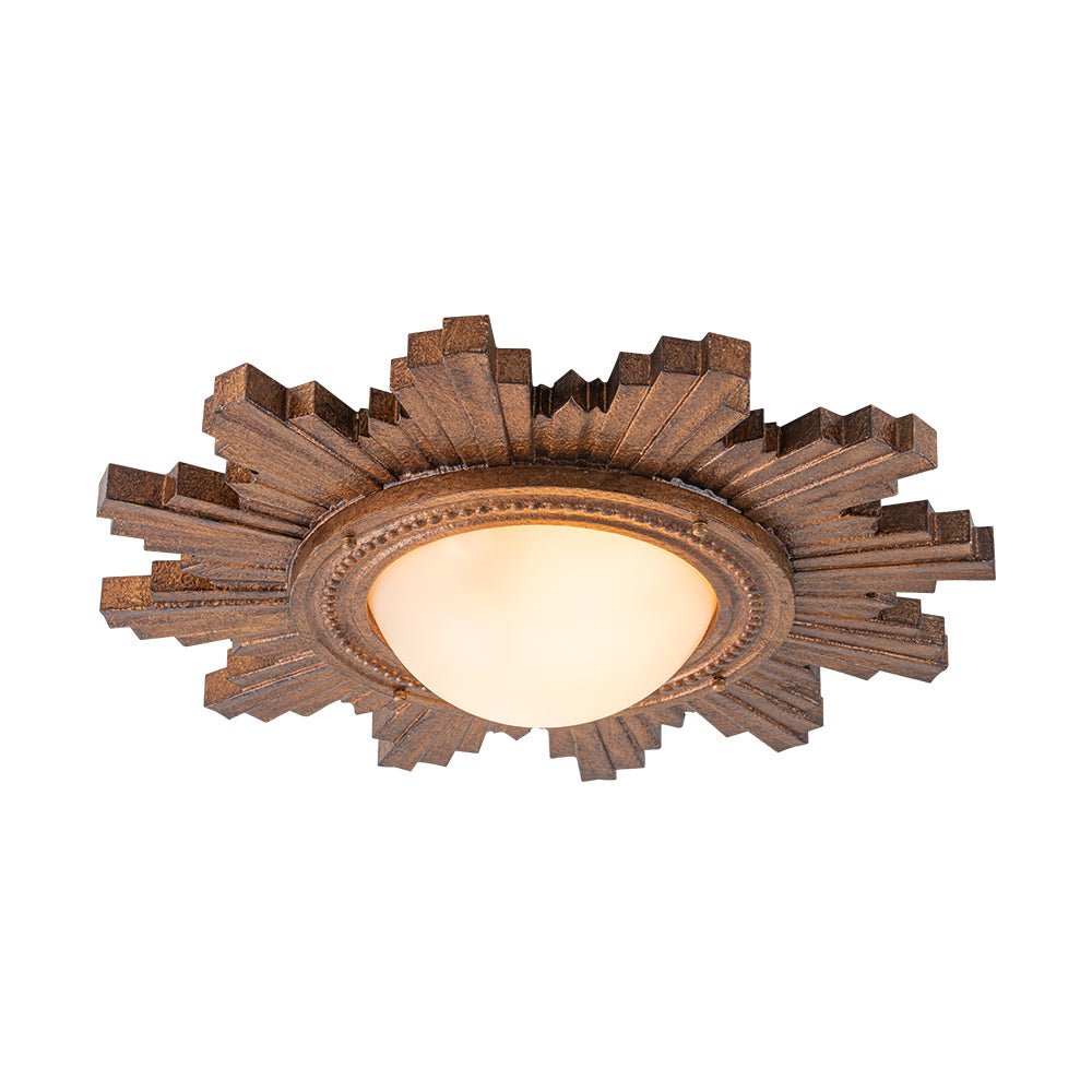 Gloruvo Antique Apollo Sunburst Sculpture Resin Flush Mount / Wall Light