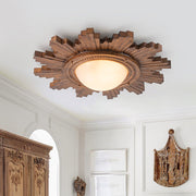 Gloruvo Antique Apollo Sunburst Sculpture Resin Flush Mount / Wall Light