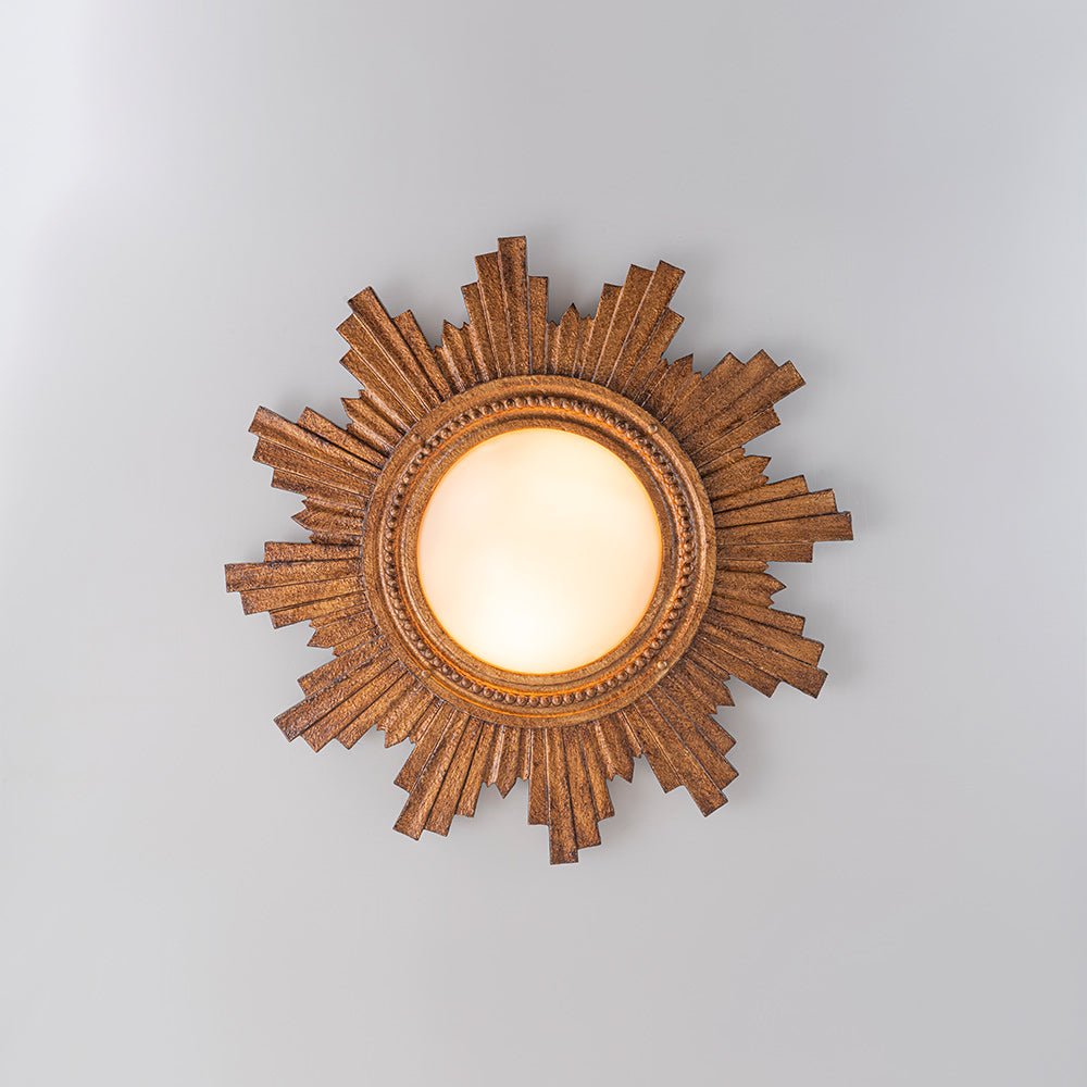 Gloruvo Antique Apollo Sunburst Sculpture Resin Flush Mount / Wall Light