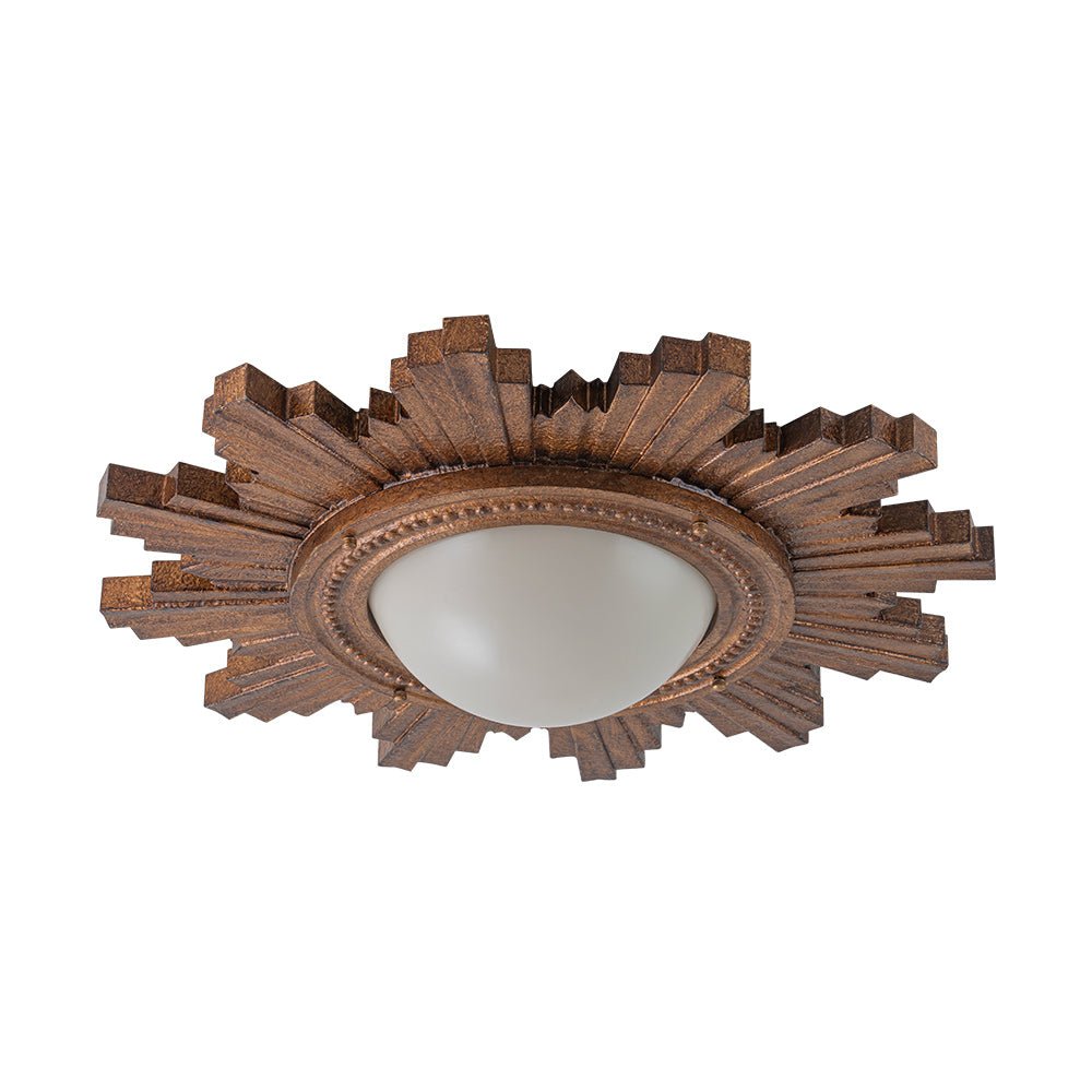 Gloruvo Antique Apollo Sunburst Sculpture Resin Flush Mount / Wall Light