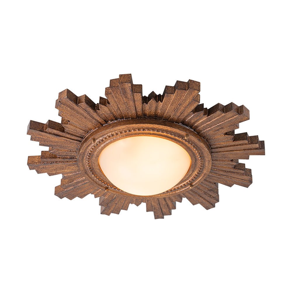 Gloruvo Antique Apollo Sunburst Sculpture Resin Flush Mount / Wall Light