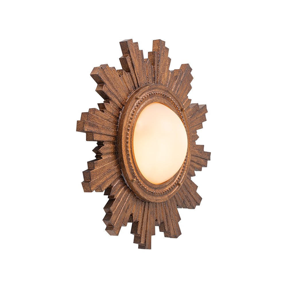 Gloruvo Antique Apollo Sunburst Sculpture Resin Flush Mount / Wall Light