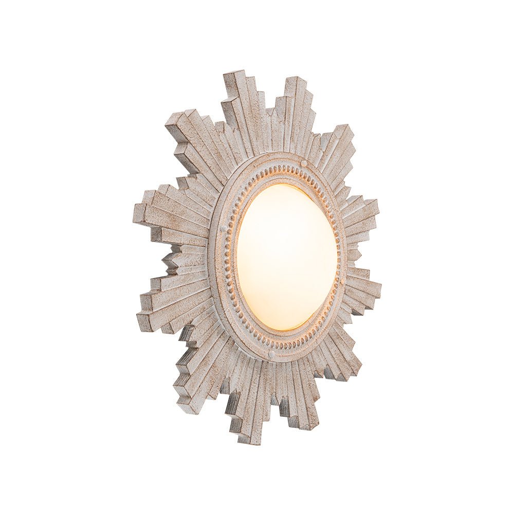Gloruvo Antique Apollo Sunburst Sculpture Resin Flush Mount / Wall Light