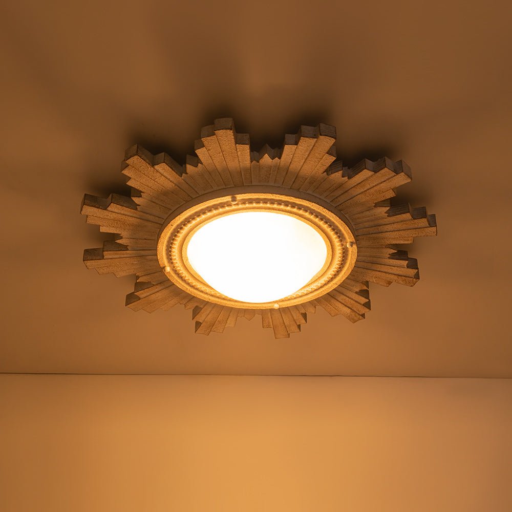 Gloruvo Antique Apollo Sunburst Sculpture Resin Flush Mount / Wall Light