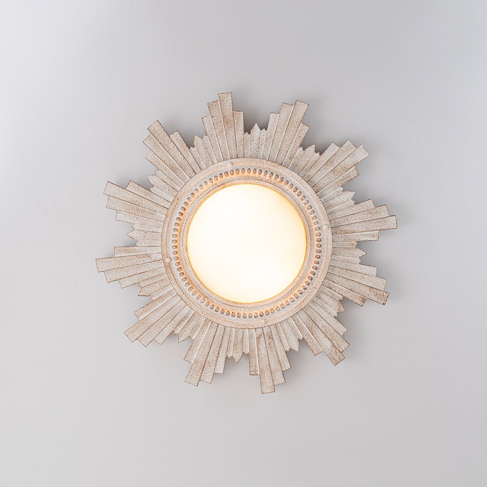 Gloruvo Antique Apollo Sunburst Sculpture Resin Flush Mount / Wall Light