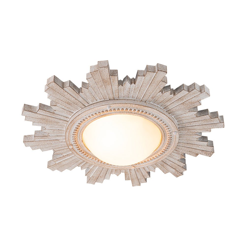 Gloruvo Antique Apollo Sunburst Sculpture Resin Flush Mount / Wall Light