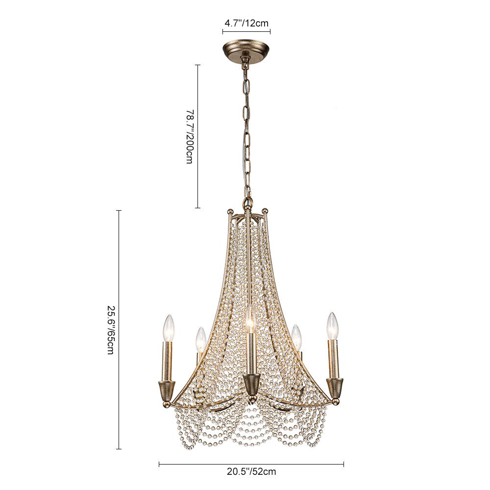 Eirikuvox Antique Candle Style Empire Crystal Chandelier