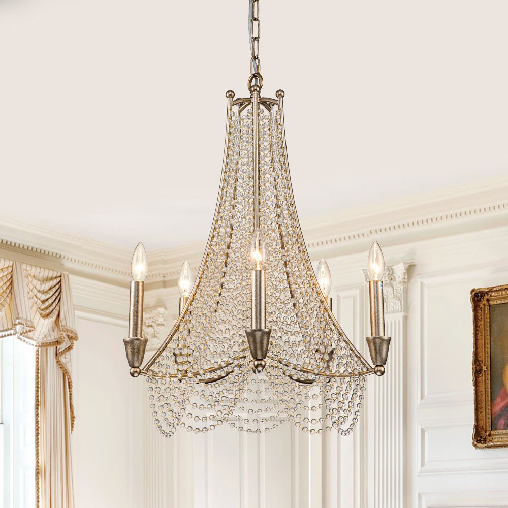 Eirikuvox Antique Candle Style Empire Crystal Chandelier