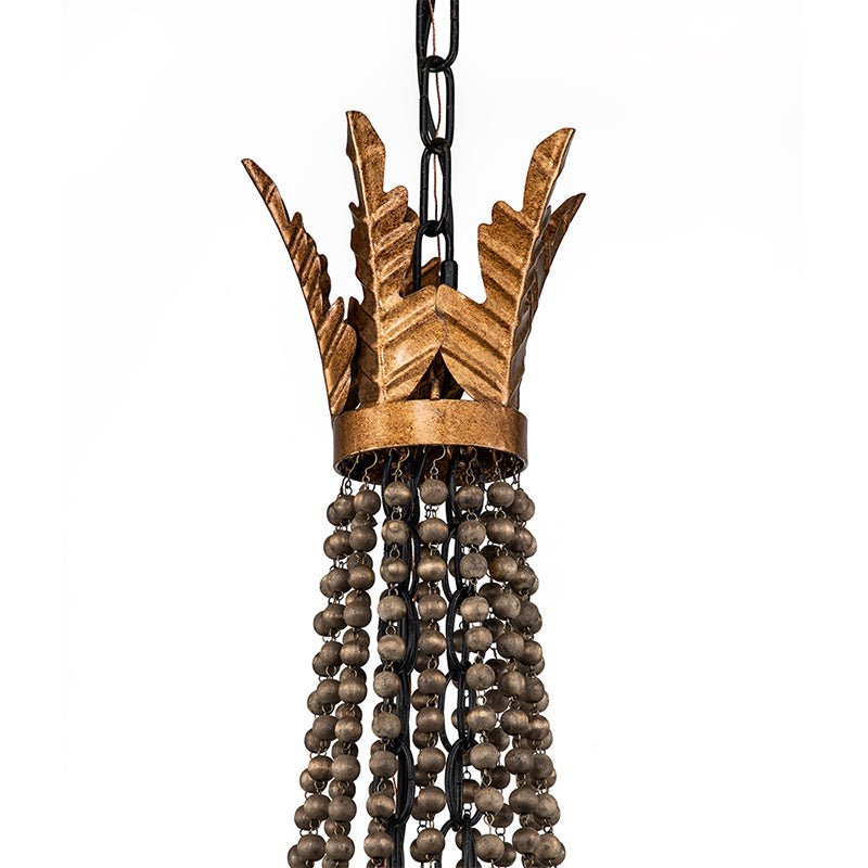 Wynn Antique Beaded Empire Wood Chandelier