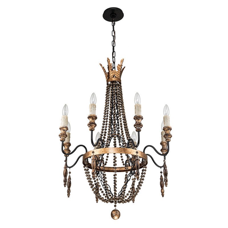 Wynn Antique Beaded Empire Wood Chandelier
