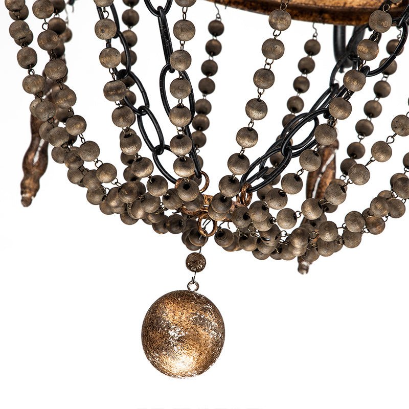 Wynn Antique Beaded Empire Wood Chandelier