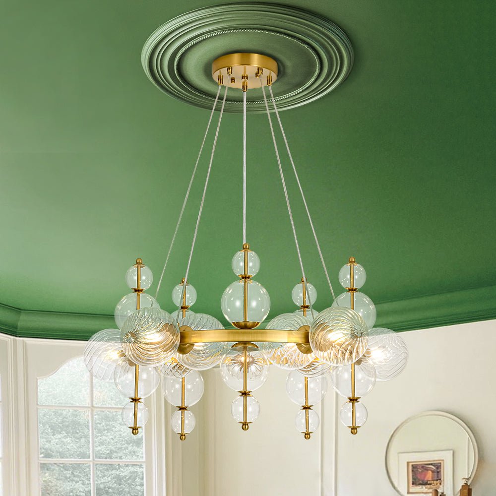 Blikuvox Art Deco Globe Bubble Circle Glass Chandelier