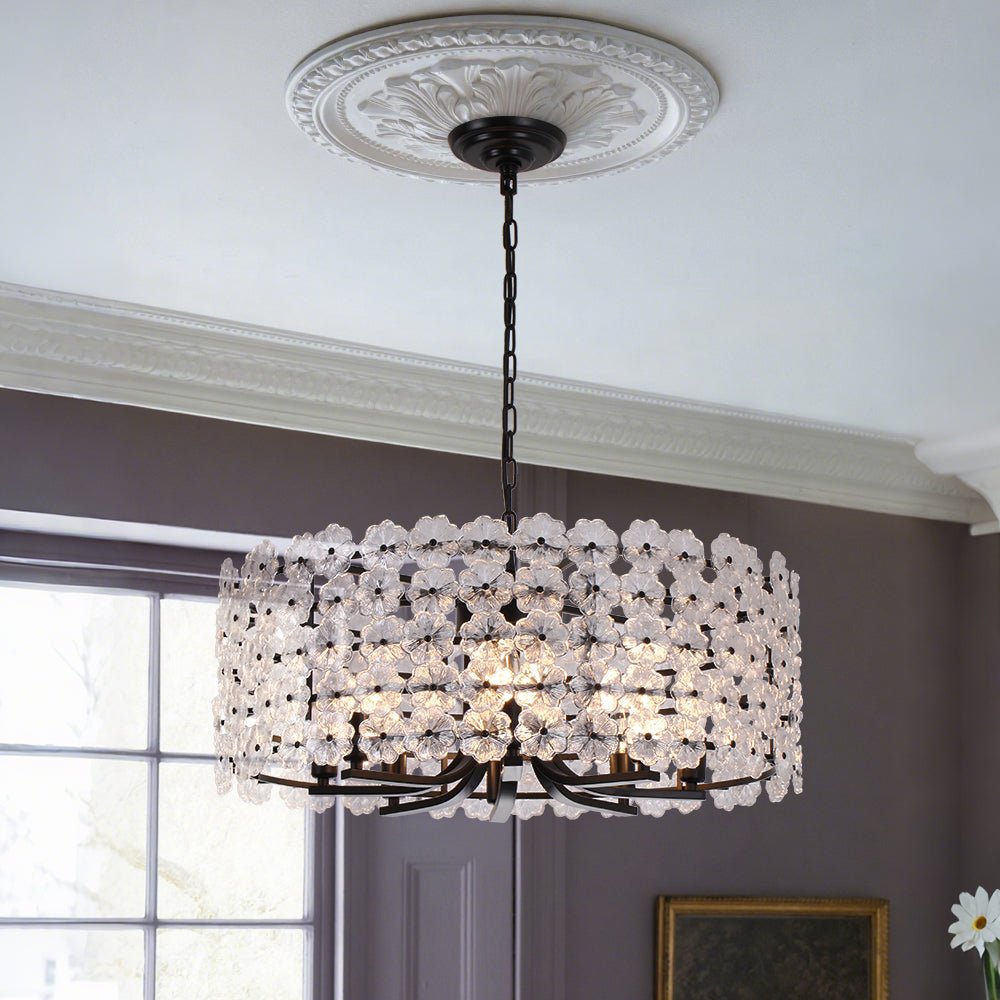 Fljotuvyt Art Deco Blossom Floral Metal Lantern Pendant Light
