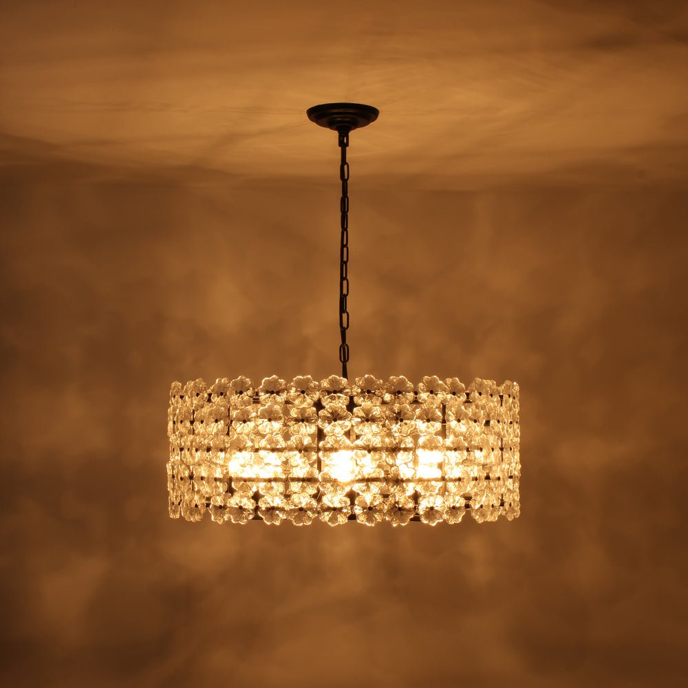 Fljotuvyt Art Deco Blossom Floral Metal Lantern Pendant Light