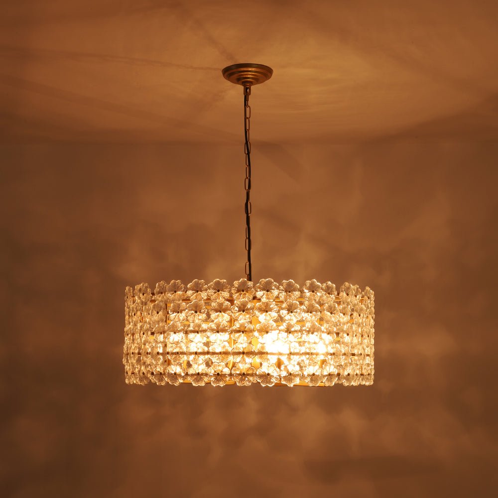 Fljotuvyt Art Deco Blossom Floral Metal Lantern Pendant Light