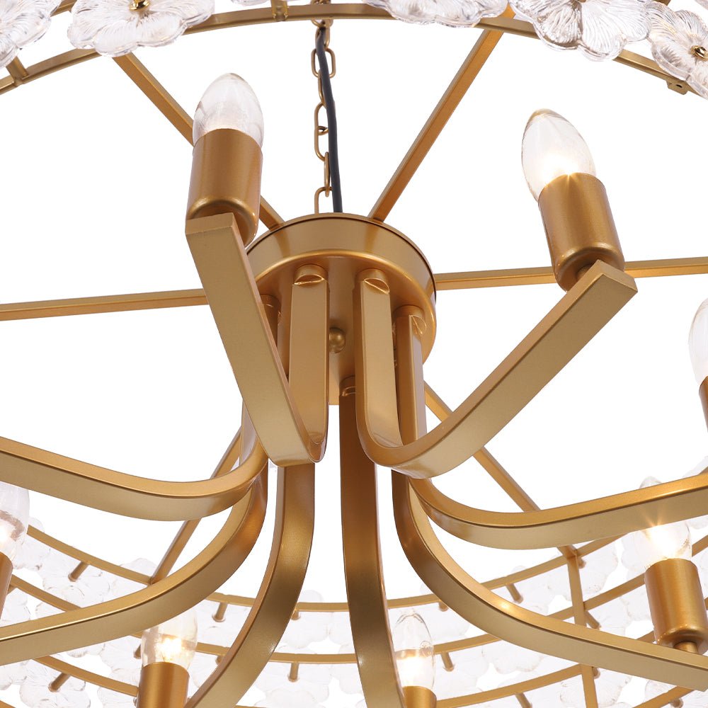 Fljotuvyt Art Deco Blossom Floral Metal Lantern Pendant Light